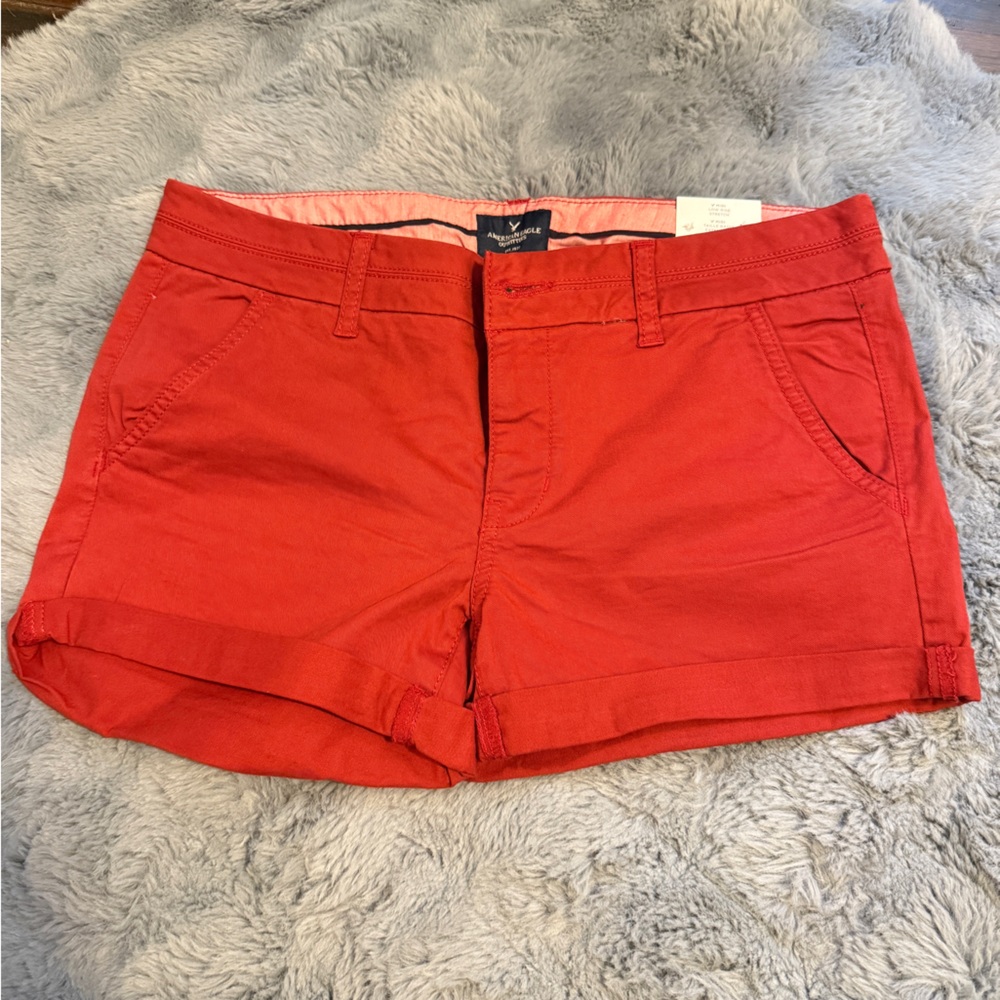 American Eagle red midi shorts size 8 NWT